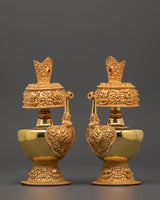 Large Gold-Plated Tibetan Bhumba Ritual Set