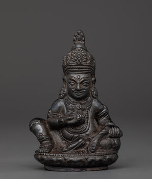 Handcrafted Black Dzambhala Sculpture | Copper Wealth Deity Figurine for Good Fortune