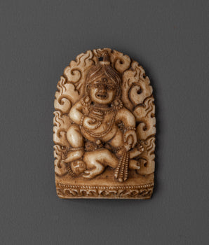 Hand-Carved Bone White Dzambhala Sculpture