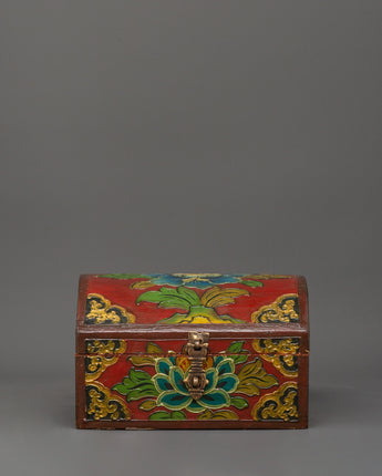 Red Tibetan wooden box