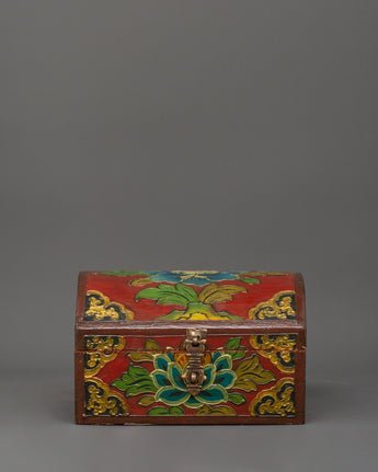 Red Tibetan wooden box