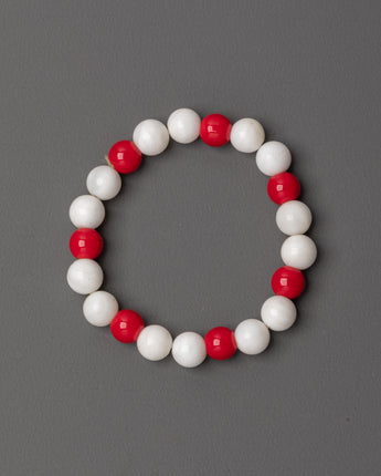 Handmade Red White Beaded Bracelet