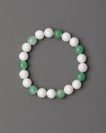Green and White Beaded Bracelet