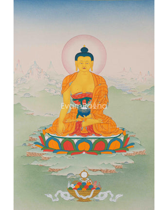 Hand-Painted Shakyamuni Buddha Thangka Print for Spiritual Awakening
