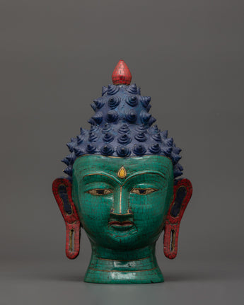 Large Brass Buddha Head Statue