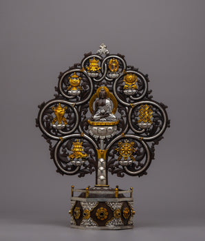 Ratnasambhava Buddha with 8 Auspicious Symbols