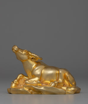 Gold-Plated Buffalo Statue