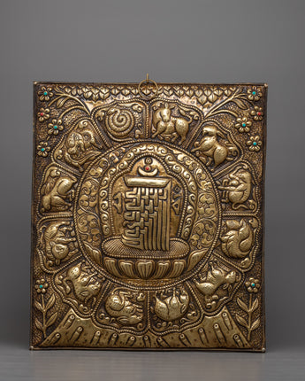Kalcharka with Zodiac Sign Metal Wall Hanging