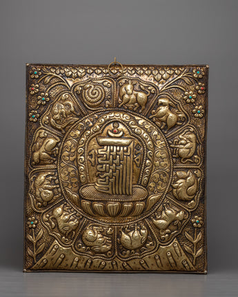 Kalcharka with Zodiac Sign Metal Wall Hanging