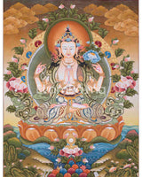 4 Armed Chengrezig Thangka Painting