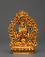 Gold Plated Chenrezig Statue in copper