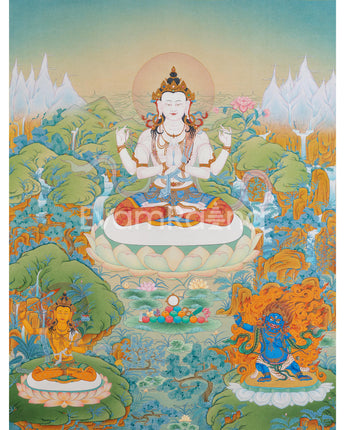 four-armed-chenresig-thangka-print
