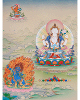 Thangka of Four-Armed Chenrezig, Compassion Buddha