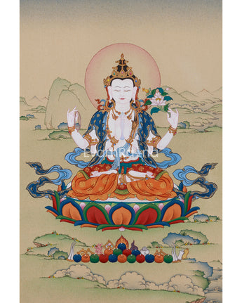 four-armed-chenrezig-buddha-thangka