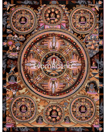 Four Armed Chenrezig Mandala Thangka