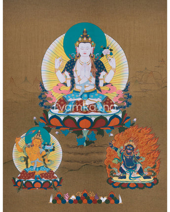 Traditional Thangka of Chenrezig
