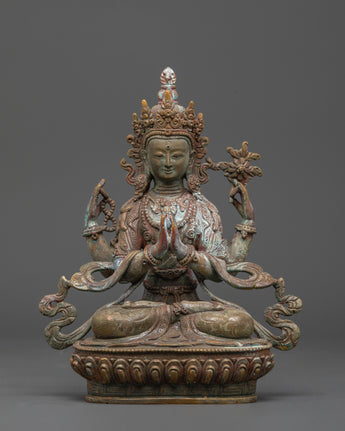 Copper Statue of Bodhisattva Chenrezig