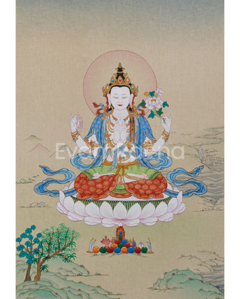 Lord of Compassion Chenrezig Thangka