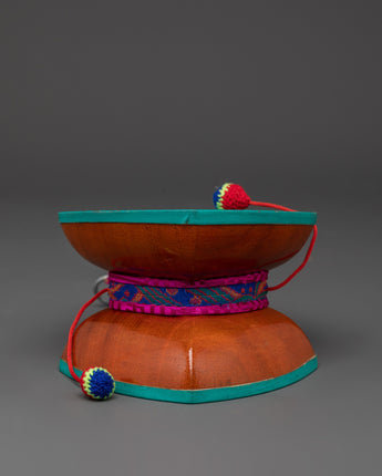 Wooden Damaru for Ritual Ceremonies
