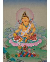 Hand-Painted Dzambhala Thangka, Guardian of Prosperity