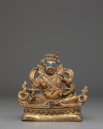 Oxidized copper Dzambhala Statue