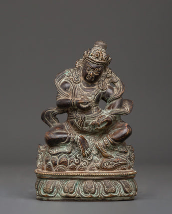 Tibetan Buddhist Dzambhala Oxidized Copper Statue