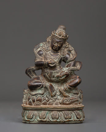 Tibetan Buddhist Dzambhala Oxidized Copper Statue