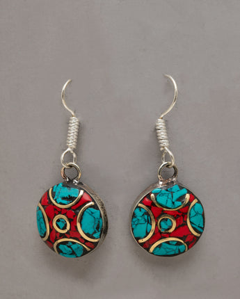 Turquoise and Coral Earrings Set 