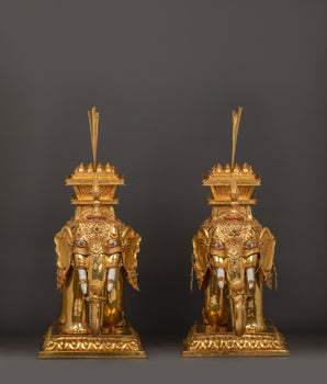 Tibetan Elephant Set Statue