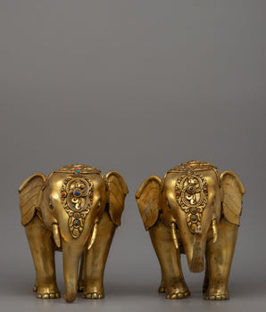 Pair of Copper Elephant Statue
