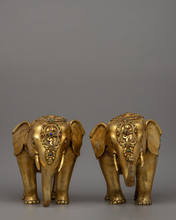 Pair of Copper Elephant Statue