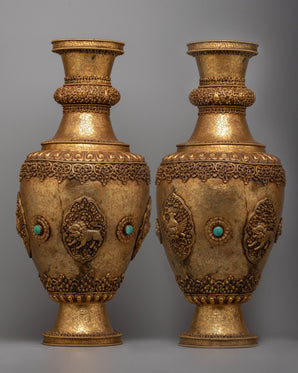 Auspicious Flower Vase Pair