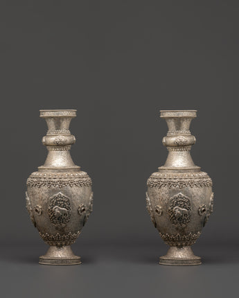 Handcrafted Silver Flower Vase Pair