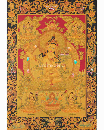 Full 24K Gold Manjushree Thangka