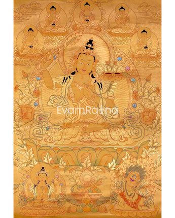 Full Gold Style Manjushree Tibetan Thangka Painting
