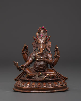 Oxidized copper Ganapati statue