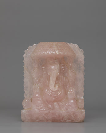 Ganesh Statue in Rose Quartz