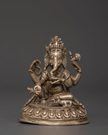 Silver-Plated Ganesh Statue