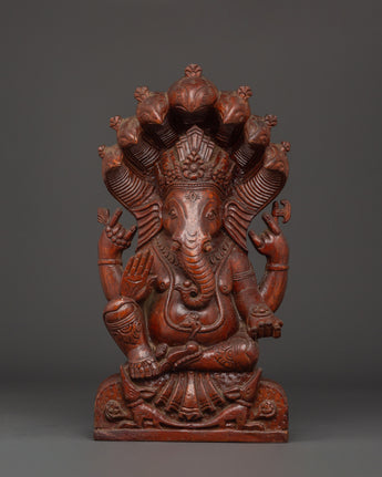 Handcrafted Wooden Ganesha Sculpture