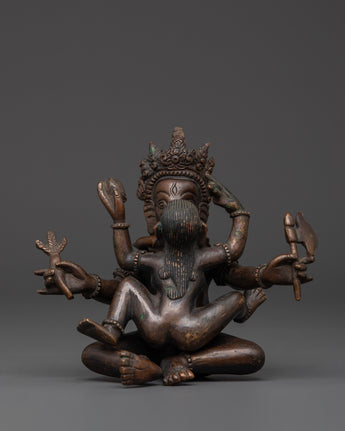 Oxidized Copper Ganesh with Consort