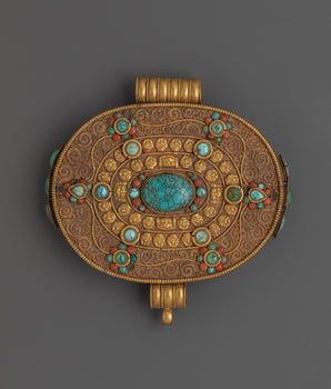 Gold Plated Ghau Box Locket | | Handcrafted Tibetan Spiritual Locket