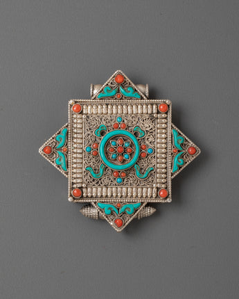Flower Locket with Coral