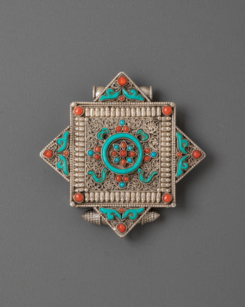 Flower Locket with Coral