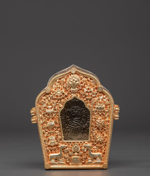 Copper Gold Plated Tibetan Buddhist Ghau Box | Sacred Box for Spiritual Practice