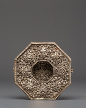 Handmade Tibetan Silver Plated Ghau Box
