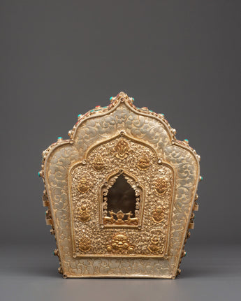 Copper Gold Plated Ghau Box with Semi Precious Stones