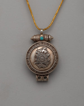Flower Design Tibetan Ghau Box Pendant