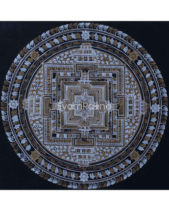 Gold and Silver Kalachakra Mandala Thangka