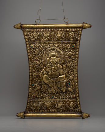 Brass Ganesh Metal Wall Hanging Thangka