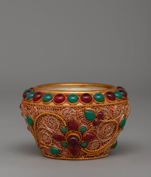 Tibetan Golpa Bowl with coral